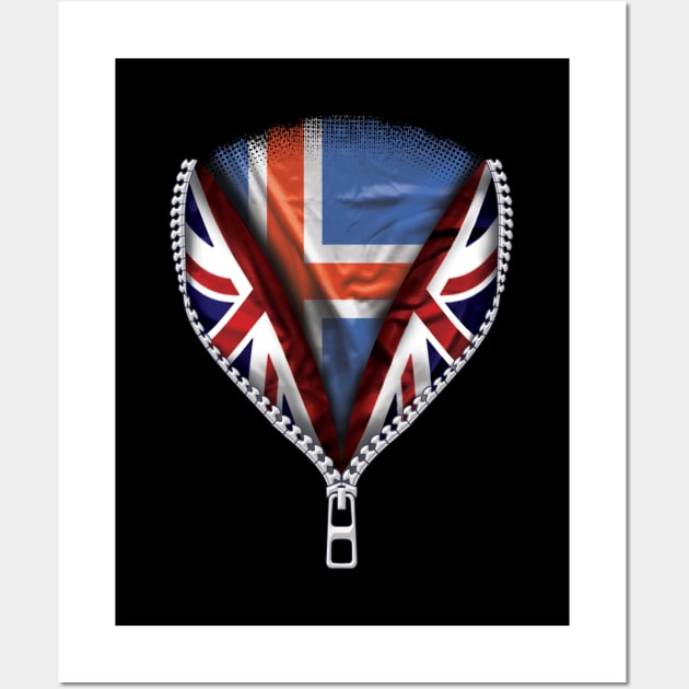 Icelandic Flag  Iceland Flag British Flag Ripped Open - Gift for Icelandic From Iceland Wall Art by Country Flags